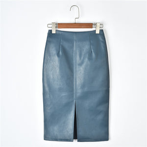 Slim Vegan Leather High Waist Pencil Skirt