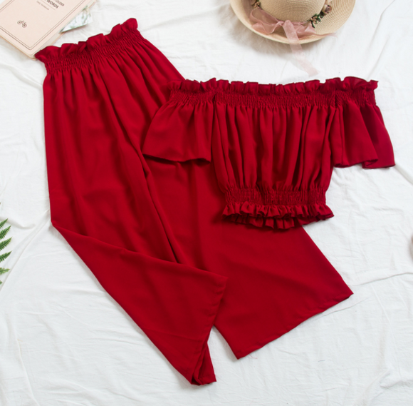 Bella Two-Piece Midriff Summer Pant Suit