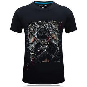 Gangster Skeleton Graphic T-Shirt