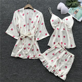 Ava Satin Three-Piece Pajamas Cami and Robe Set