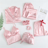 Luxie Silk Seven-Piece Silk Pajamas - Multi Variants