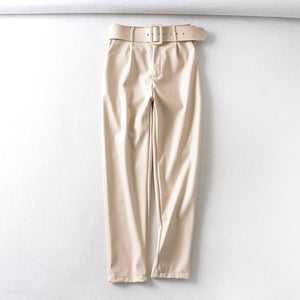 High Waist Vegan Leather Harem Pants