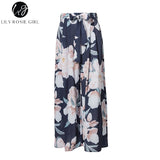 Lily Rosie Girl Floral Print Wide Leg Pants Women Long Casual Pant Summer Boho Beach Elastic High Waist Chiffon Trousers