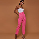 Olivia High Waist Belted Straight Leg Slacks