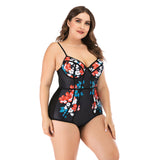 Flirty Floral Corset Swimsuit Plus