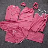 Luxie Silk Seven-Piece Silk Pajamas - Multi Variants