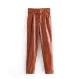 High Waist Vegan Leather Harem Pants