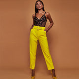 Olivia High Waist Belted Straight Leg Slacks
