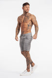 Skinny Check Shorts - Grey