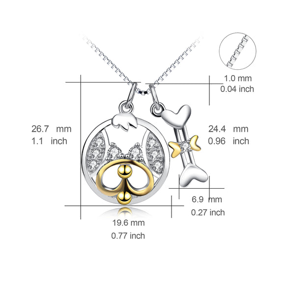 Dog&Bone  Pendant 925 Silver Necklace