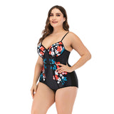 Flirty Floral Corset Swimsuit Plus