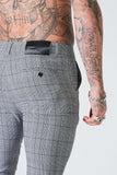 Skinny Cropped Check Trousers - Grey