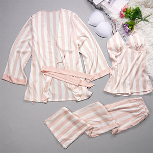 Miranda Three-Piece Satin Pajamas