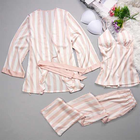 Miranda Three-Piece Satin Pajamas