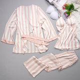 Miranda Three-Piece Satin Pajamas