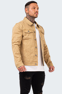 Distressed Denim Jacket - Sand