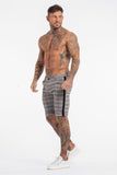 Check Shorts With Black Stripe - Stone Grey