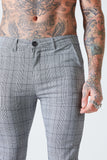 Skinny Cropped Check Trousers - Grey