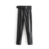 High Waist Vegan Leather Harem Pants