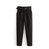 High Waist Pleated Belted Pants