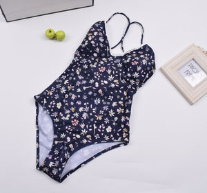 Floral Lace Trim Spaghetti Strap Swimsuit