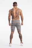 Skinny Check Shorts With White Stripe - Grey