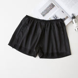 Explicit Satin Shorts Lace-Paneled Shorts