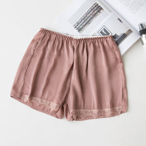 Explicit Satin Shorts Lace-Paneled Shorts