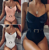 Natasha Belted Push-Up Bathing Suit / Bodysuit