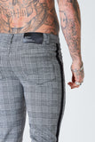 Skinny Check Trousers With Black Stripe - Grey