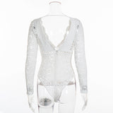 Lombardi Deep V Neck Scalloped Backless Bodysuit