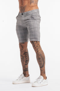 Skinny Check Shorts - Grey