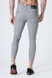 Skinny Cropped Check Trousers - Grey