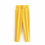 High Waist Pleated Belted Pants