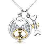 Dog&Bone  Pendant 925 Silver Necklace