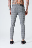 Skinny Check Trousers With Black Stripe - Grey