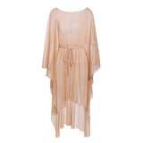 In-X Sexy gold swimsuit cover ups women Summer beach dress Strap belt cover up Kaftan Ladies kimono Bat sleeve Beach wear bather