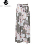 Lily Rosie Girl Floral Print Wide Leg Pants Women Long Casual Pant Summer Boho Beach Elastic High Waist Chiffon Trousers