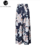 Lily Rosie Girl Floral Print Wide Leg Pants Women Long Casual Pant Summer Boho Beach Elastic High Waist Chiffon Trousers