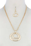 Double Oval Shape Pendant Necklace