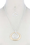 Double Oval Shape Pendant Necklace