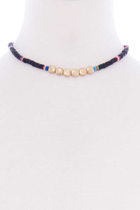 Multi Metal Round Short Necklace