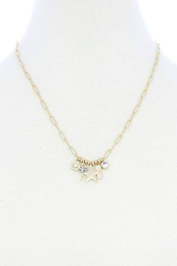 Dainty Star Lighting Bolt Charm Metal Necklace