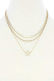 Triple Layer Star Pendant Metal Necklace