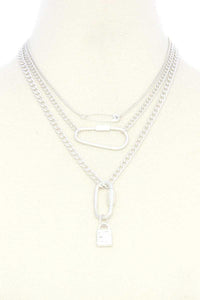 Lock Charm Metal Layered Necklace