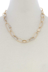 Rhinestone Oval Link Necklace