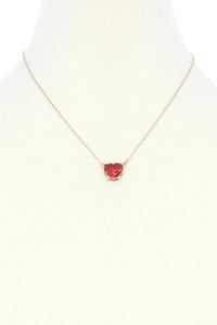 Glitter Heart Charm Necklace