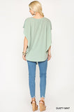 Leopard Jacquard Knit Jersey Top With Front Tie, Ruffled Sleeve