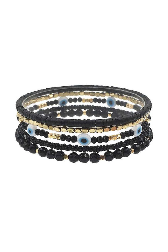 Multi Layer Metal Bead Eye Bracelet