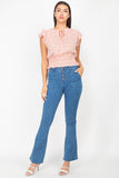 Floral Flutter Sleeves Smocked Top